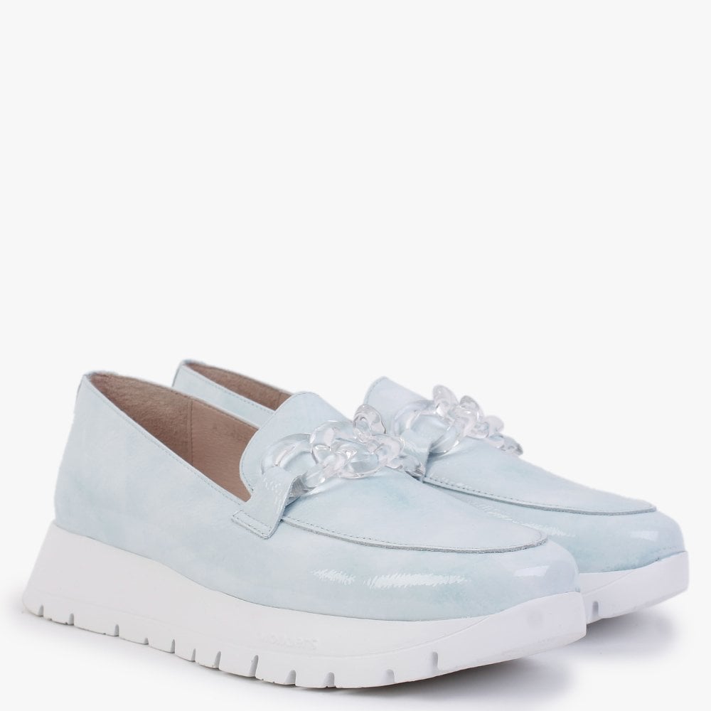 Harmonic Aloe Patent Leather Low Wedge Loafers