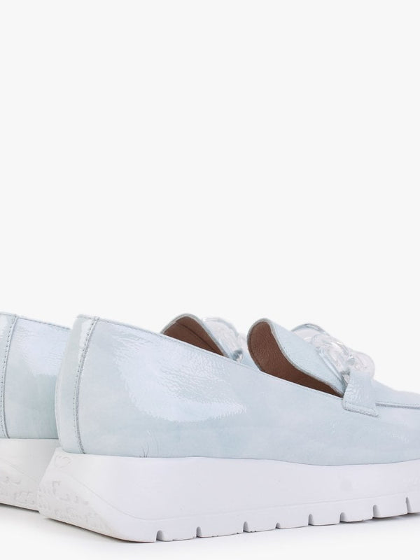 Harmonic Aloe Patent Leather Low Wedge Loafers