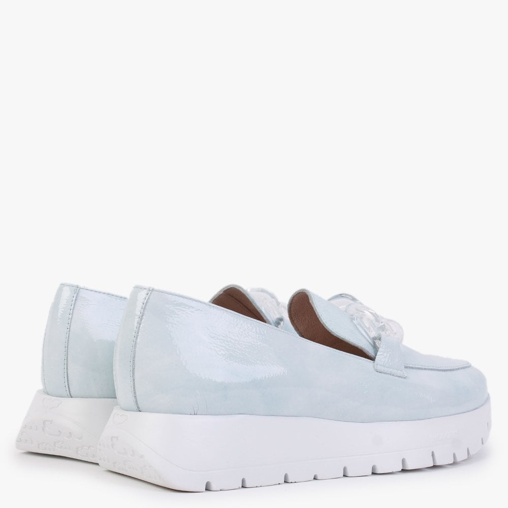 Harmonic Aloe Patent Leather Low Wedge Loafers