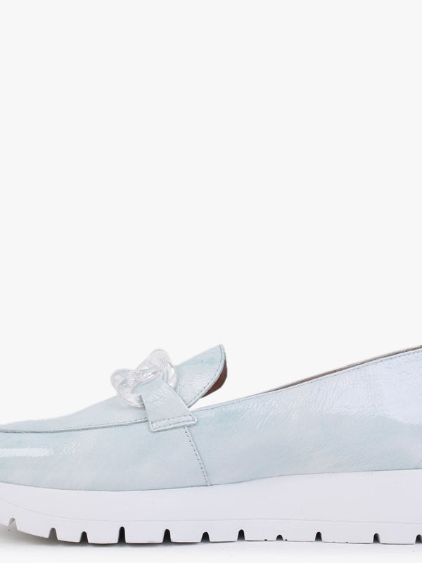 Harmonic Aloe Patent Leather Low Wedge Loafers