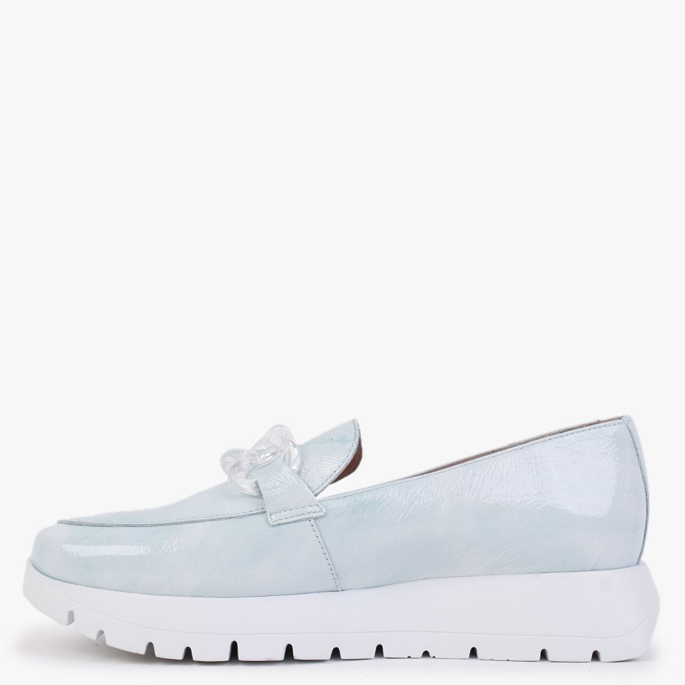 Harmonic Aloe Patent Leather Low Wedge Loafers