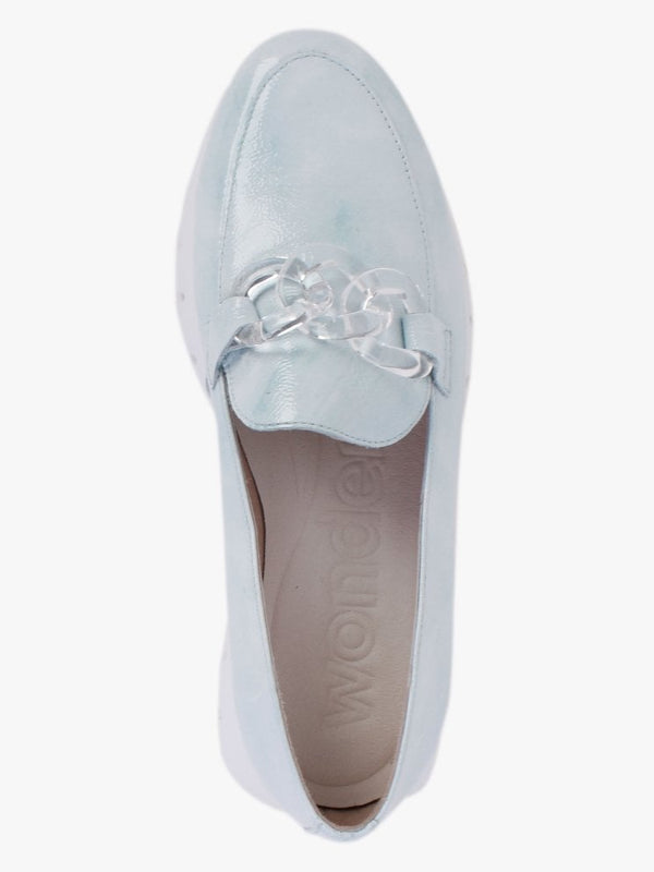 Harmonic Aloe Patent Leather Low Wedge Loafers
