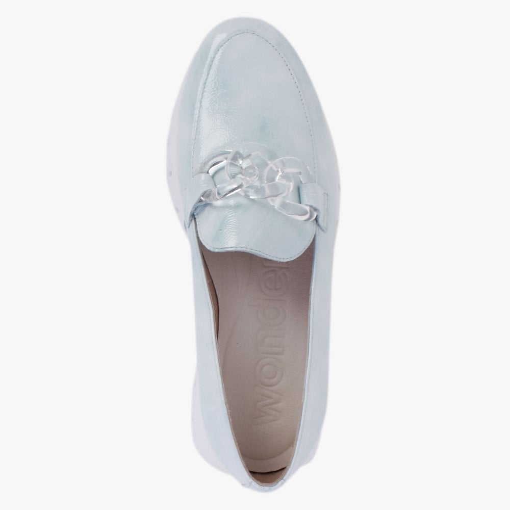 Harmonic Aloe Patent Leather Low Wedge Loafers