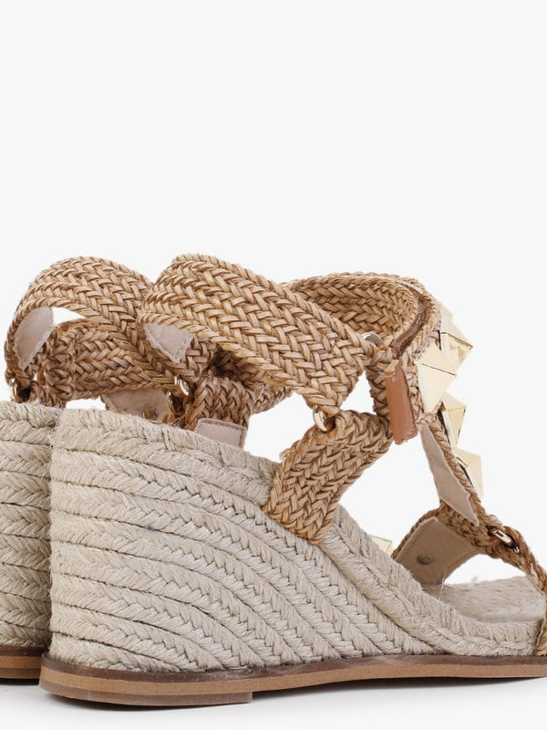 Elderberry Tan Woven Wedge Espadrilles