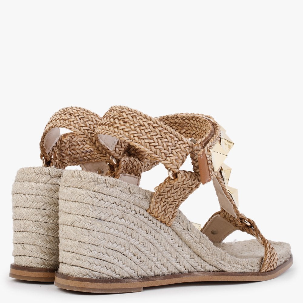 Elderberry Tan Woven Wedge Espadrilles