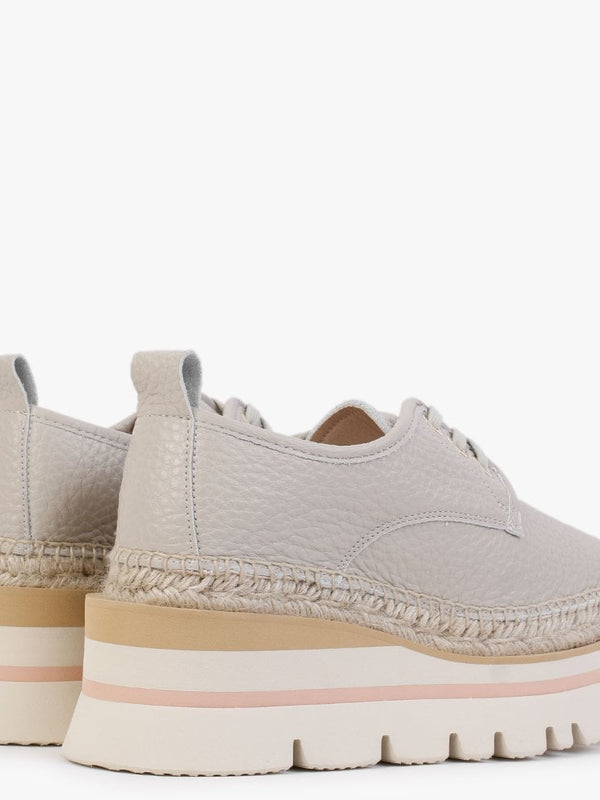 Foxglove Beige Leather Chunky Flatform Shoes