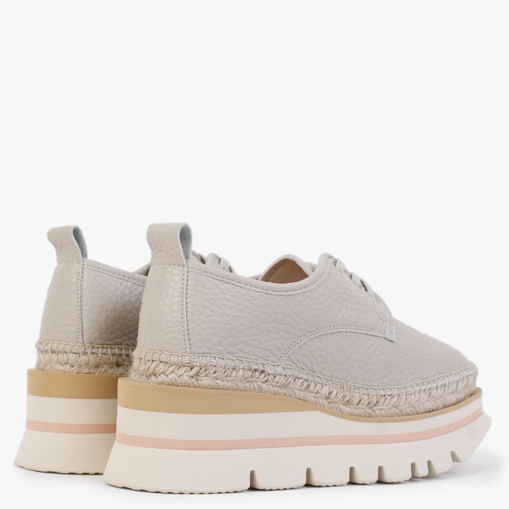 Foxglove Beige Leather Chunky Flatform Shoes