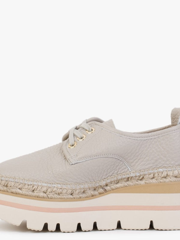 Foxglove Beige Leather Chunky Flatform Shoes