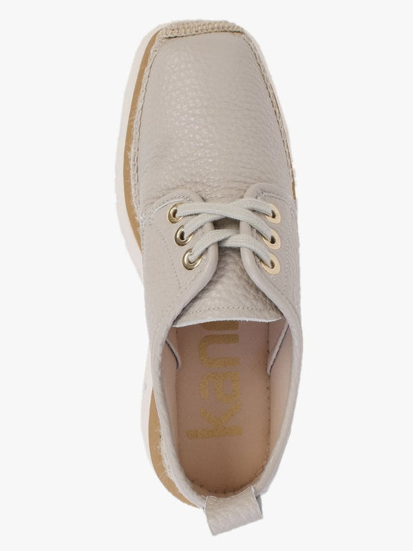 Foxglove Beige Leather Chunky Flatform Shoes