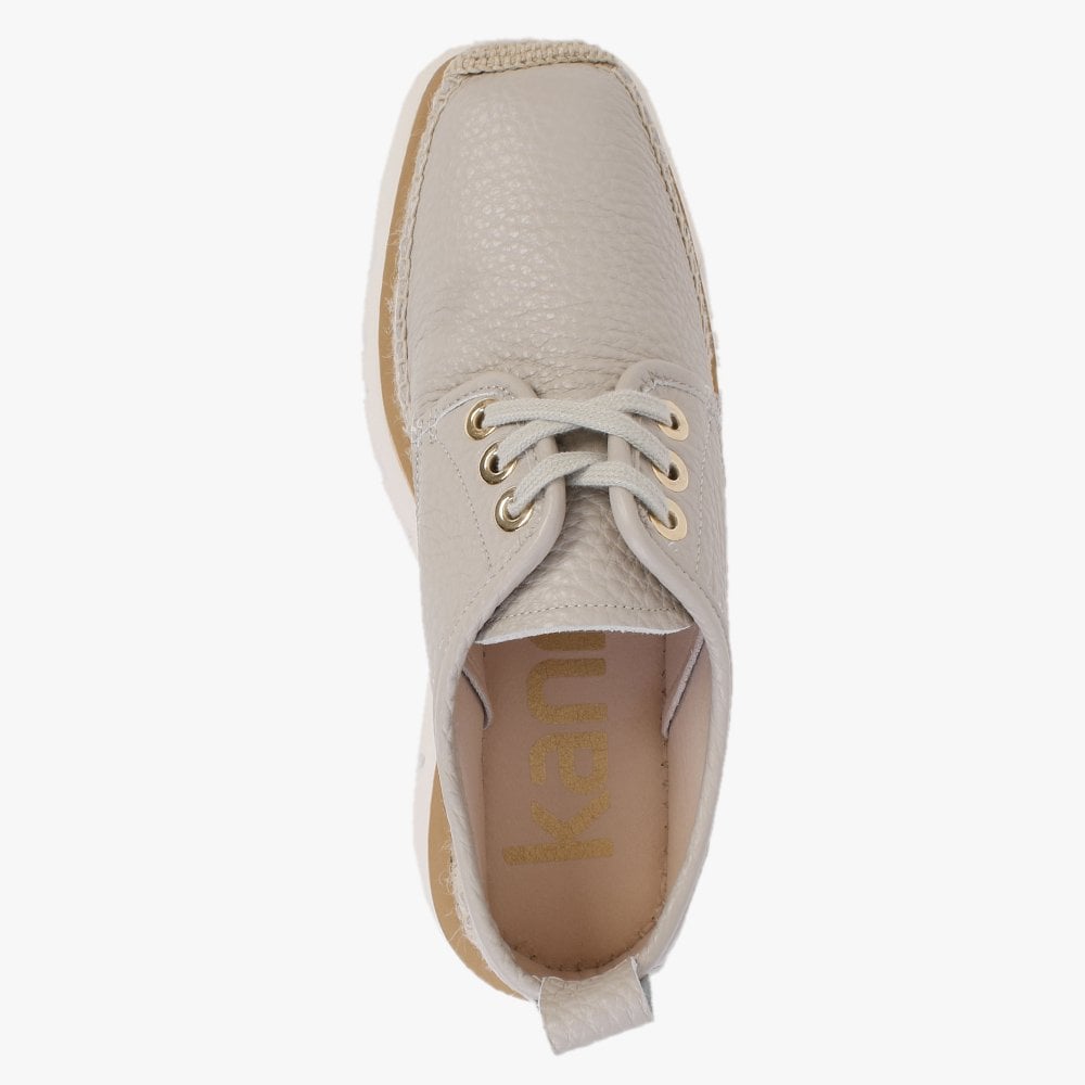 Foxglove Beige Leather Chunky Flatform Shoes