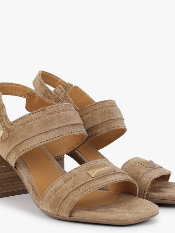 Caprese Tan Suede Block Heeled Sandals