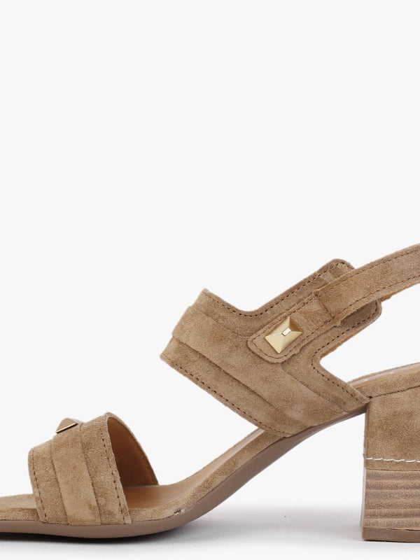 Caprese Tan Suede Block Heeled Sandals