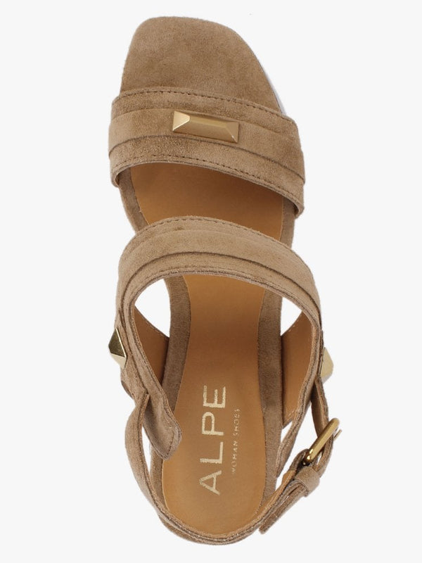 Caprese Tan Suede Block Heeled Sandals