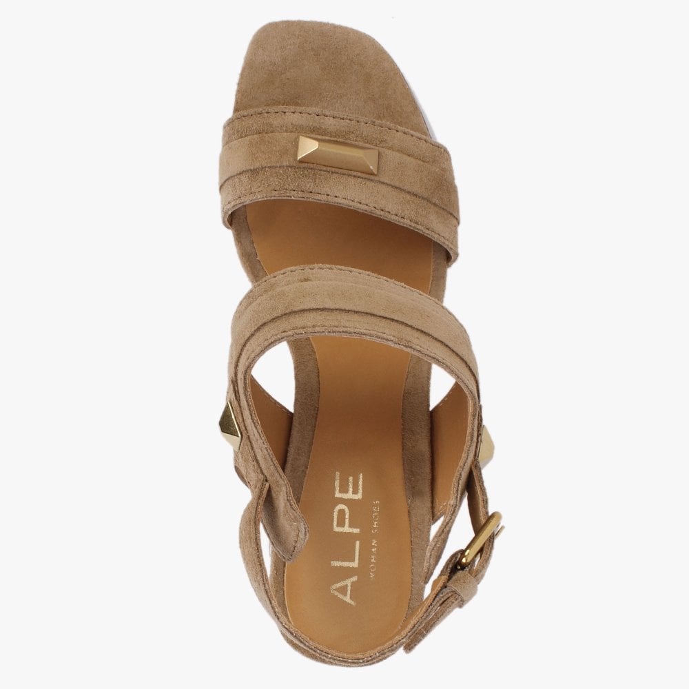 Caprese Tan Suede Block Heeled Sandals