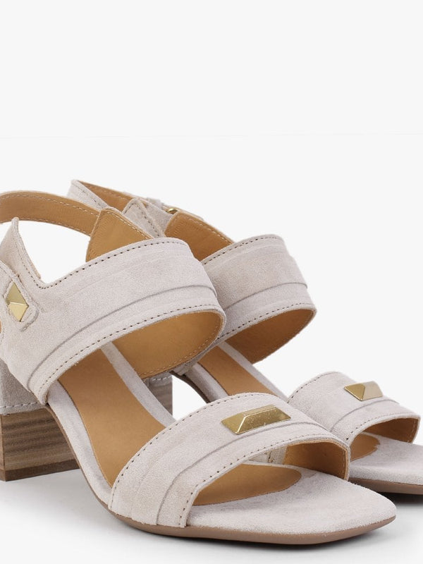Caprese Cream Suede Block Heeled Sandals