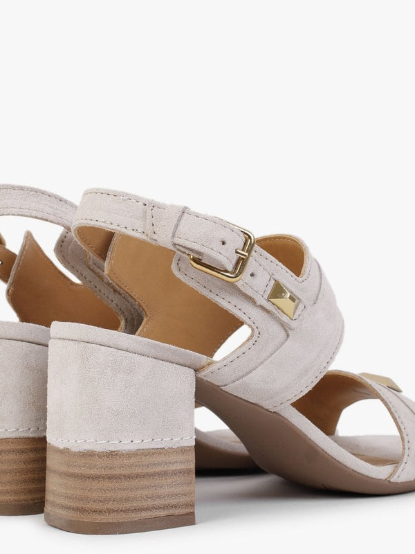 Caprese Cream Suede Block Heeled Sandals