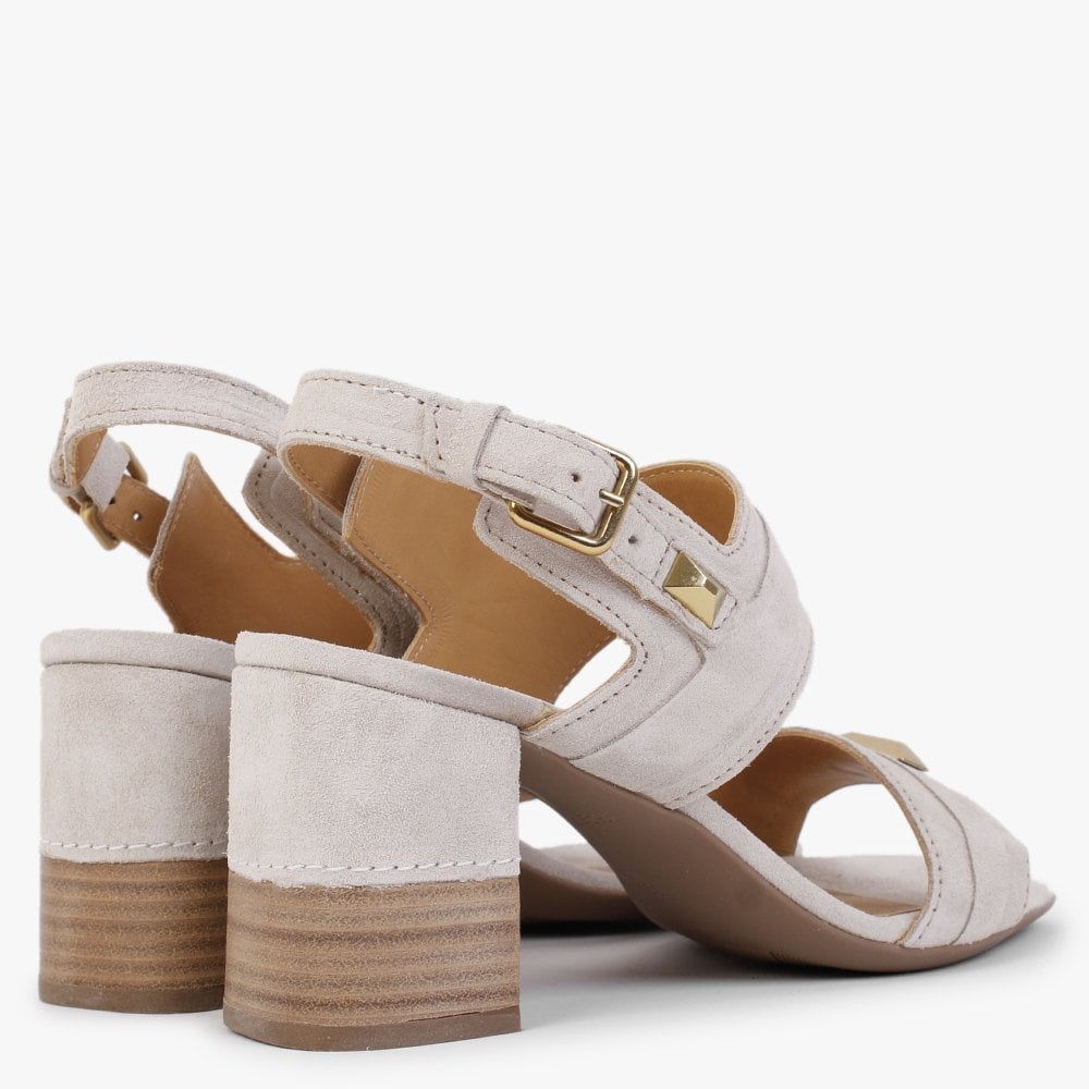 Caprese Cream Suede Block Heeled Sandals