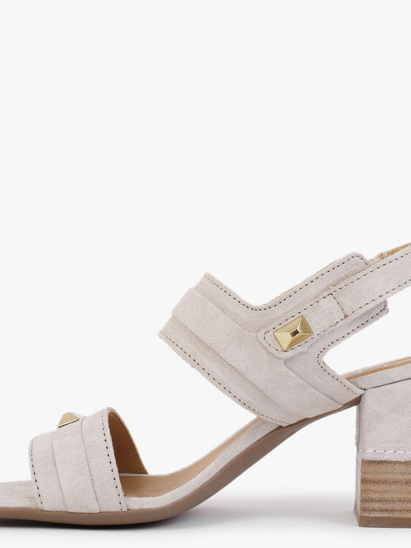 Caprese Cream Suede Block Heeled Sandals