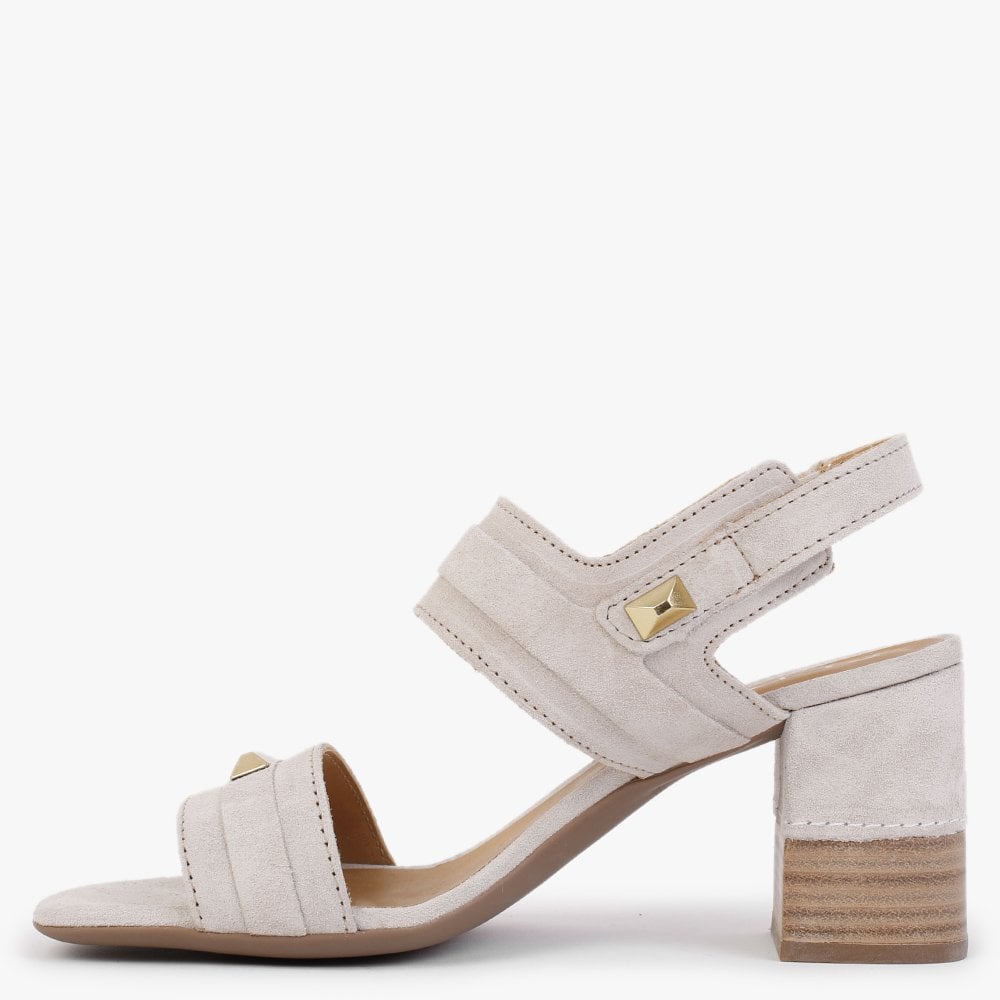 Caprese Cream Suede Block Heeled Sandals
