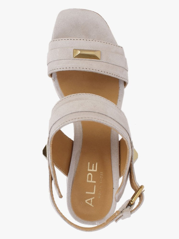 Caprese Cream Suede Block Heeled Sandals