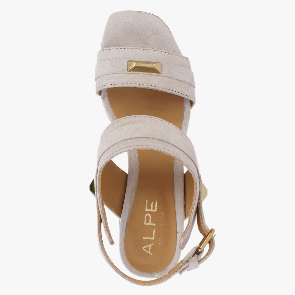 Caprese Cream Suede Block Heeled Sandals