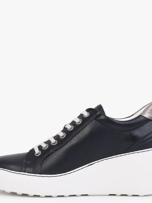 Dile Black Leather Wedge Trainers