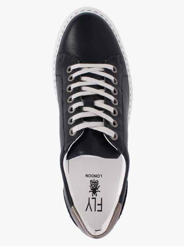 Dile Black Leather Wedge Trainers