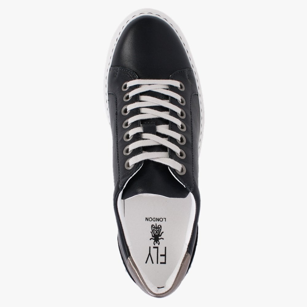 Dile Black Leather Wedge Trainers