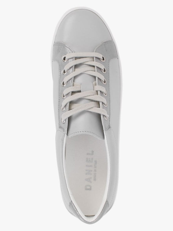 Suri II Grey Leather Patent Trim Flatform Trainers