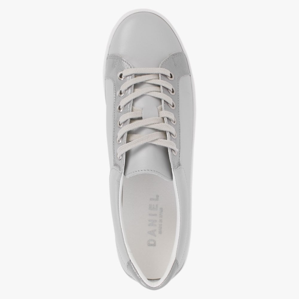 Suri II Grey Leather Patent Trim Flatform Trainers