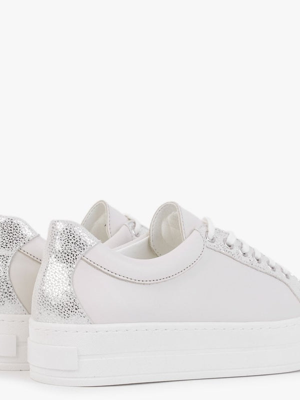 Suri II Cream Leather Metallic Trim Flatform Trainers