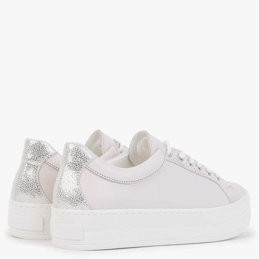 Suri II Cream Leather Metallic Trim Flatform Trainers