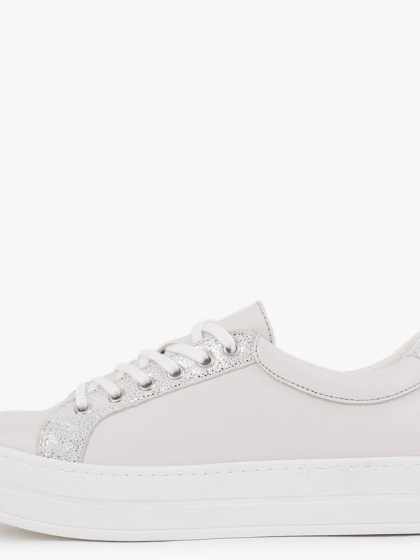 Suri II Cream Leather Metallic Trim Flatform Trainers