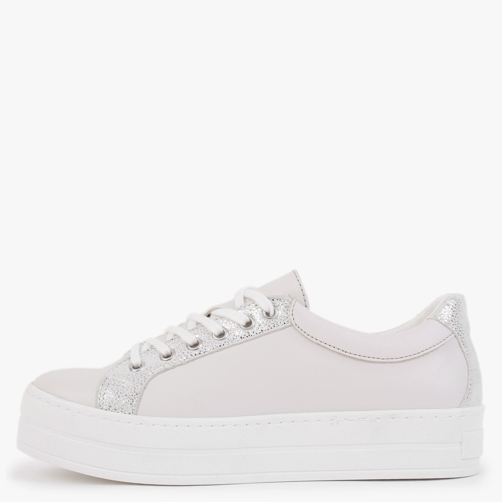 Suri II Cream Leather Metallic Trim Flatform Trainers
