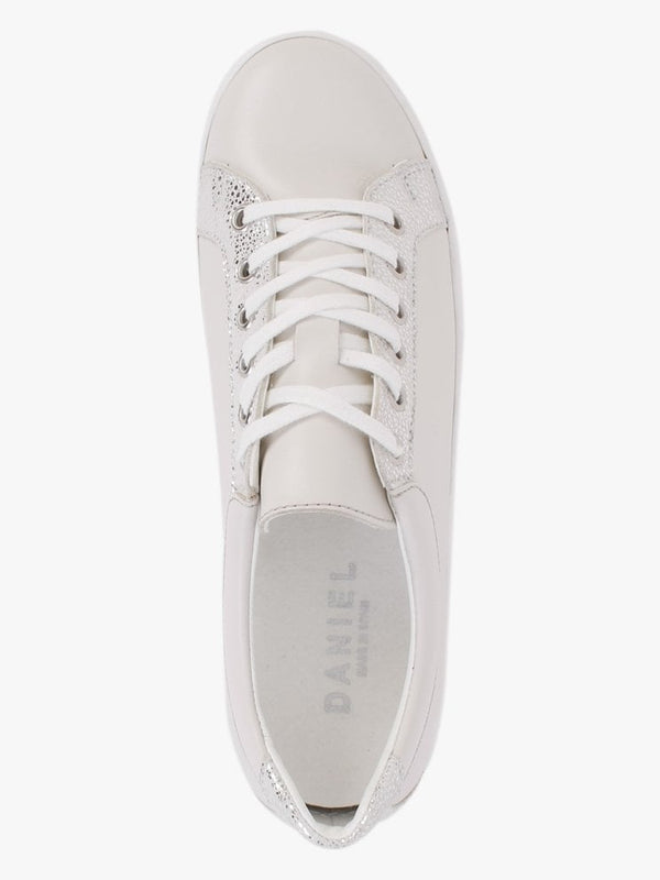 Suri II Cream Leather Metallic Trim Flatform Trainers