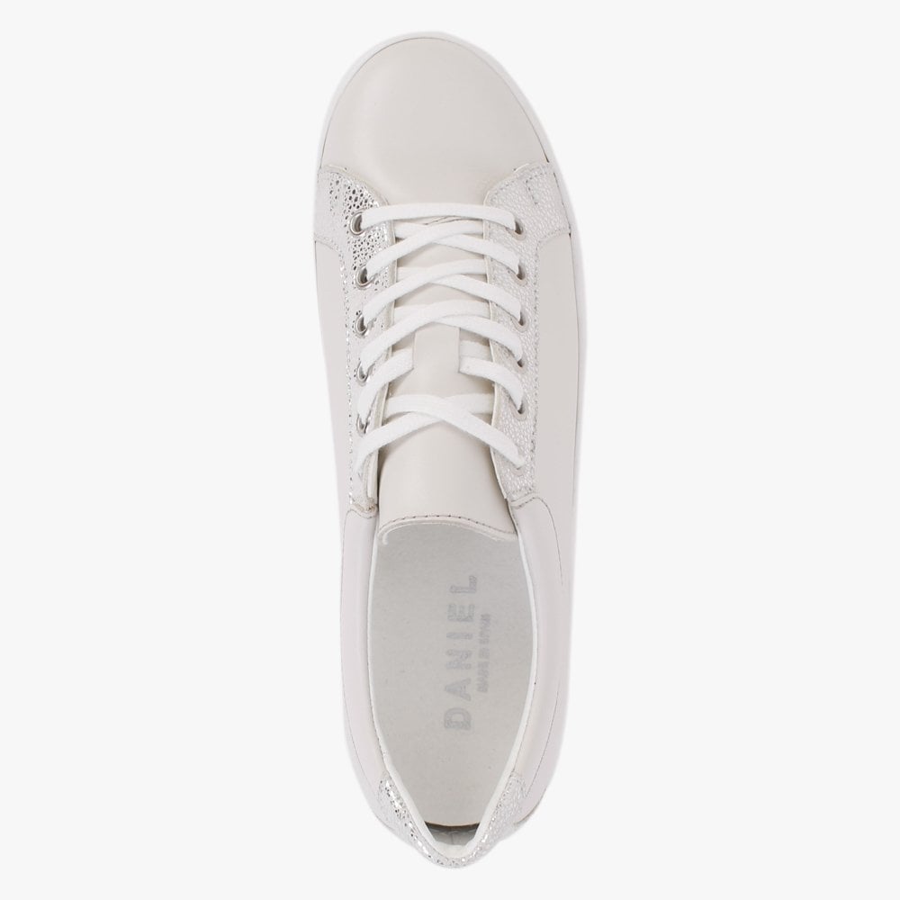 Suri II Cream Leather Metallic Trim Flatform Trainers