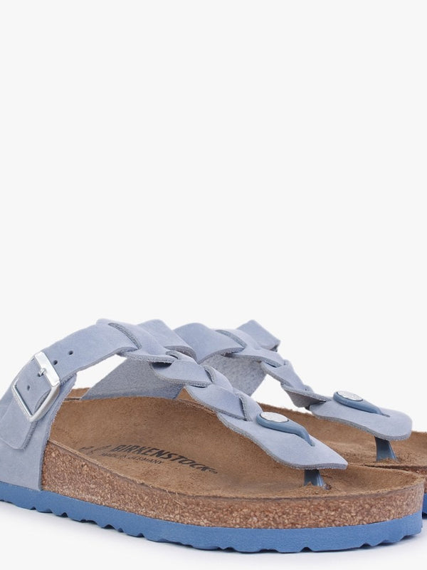 Gizeh Braided Dusty Blue Waxy Leather Toe Post Sandals