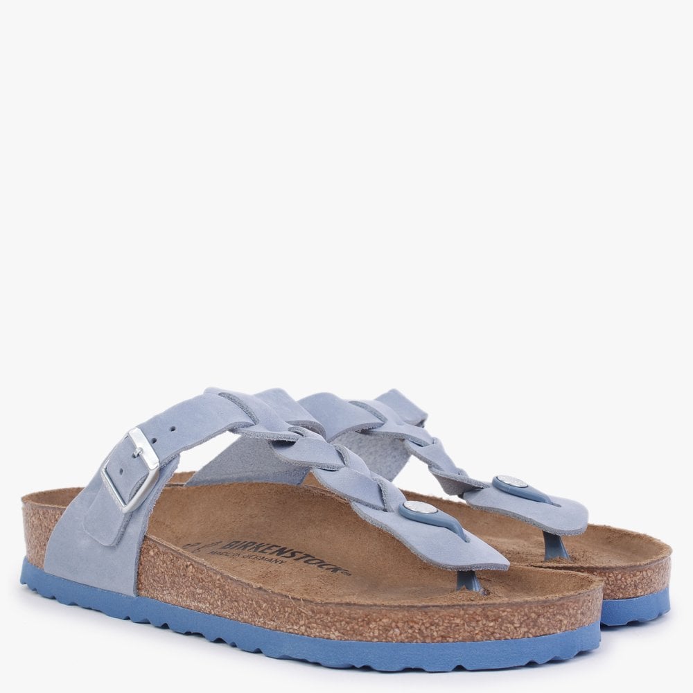 Gizeh Braided Dusty Blue Waxy Leather Toe Post Sandals