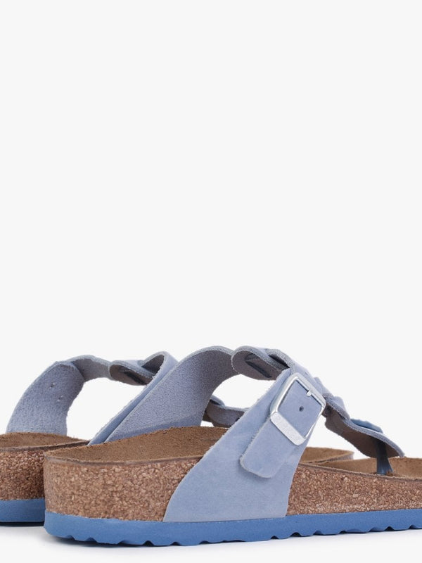 Gizeh Braided Dusty Blue Waxy Leather Toe Post Sandals