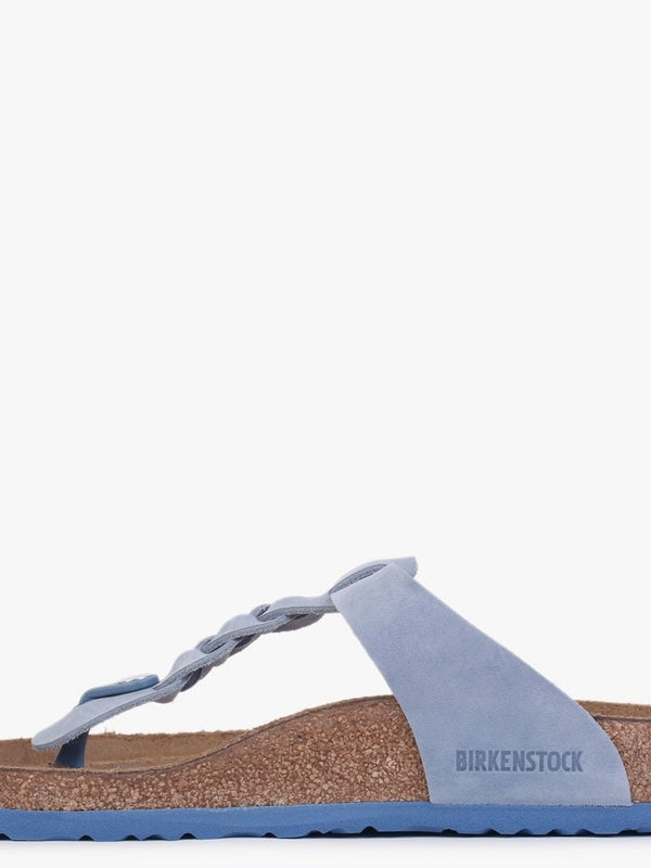 Gizeh Braided Dusty Blue Waxy Leather Toe Post Sandals