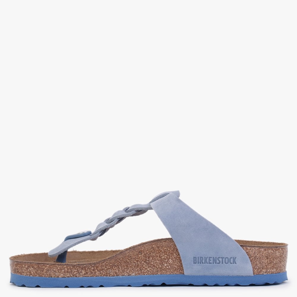 Gizeh Braided Dusty Blue Waxy Leather Toe Post Sandals