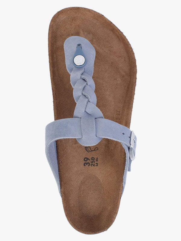 Gizeh Braided Dusty Blue Waxy Leather Toe Post Sandals