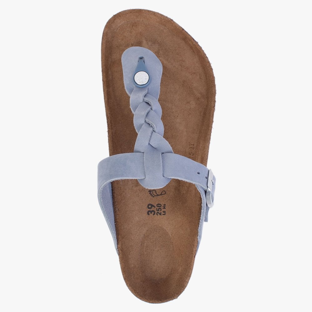 Gizeh Braided Dusty Blue Waxy Leather Toe Post Sandals