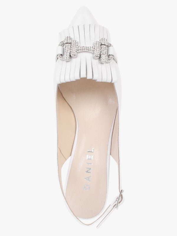 Alunar White Leather Sling Back Heels