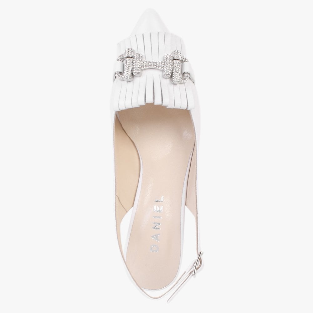 Alunar White Leather Sling Back Heels