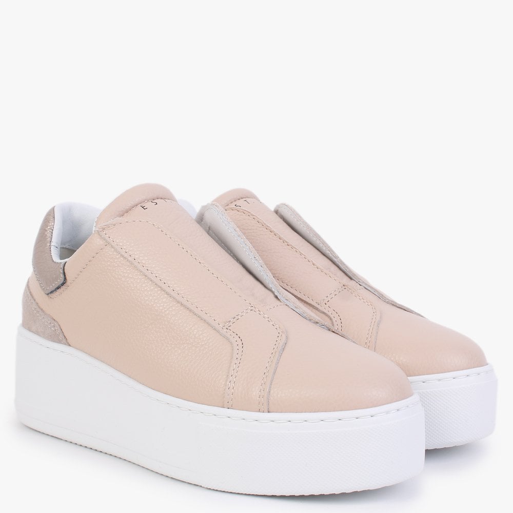 Sibslip Nude Leather Flatform Trainers