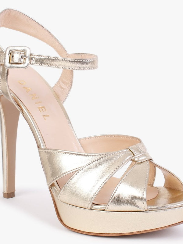 Alaska Gold Leather Platform Heeled Sandals