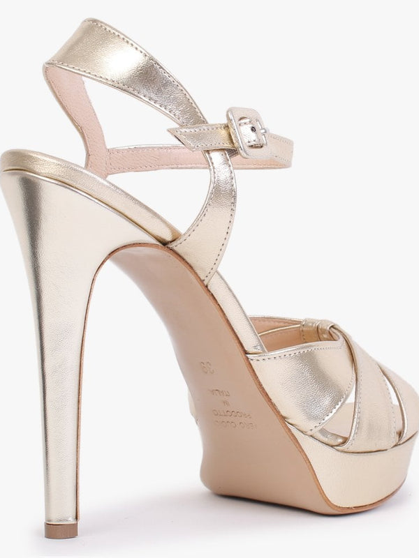 Alaska Gold Leather Platform Heeled Sandals