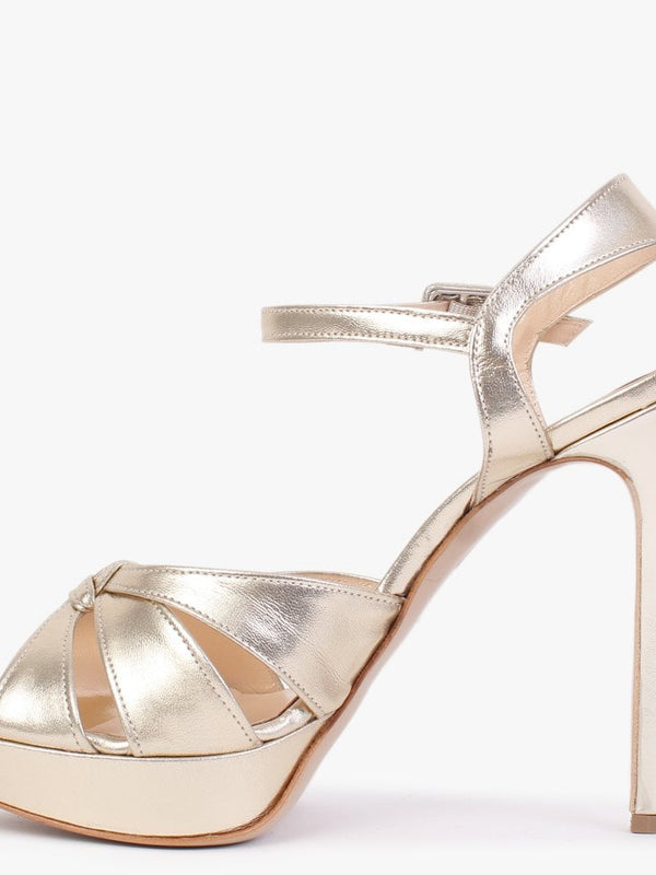 Alaska Gold Leather Platform Heeled Sandals