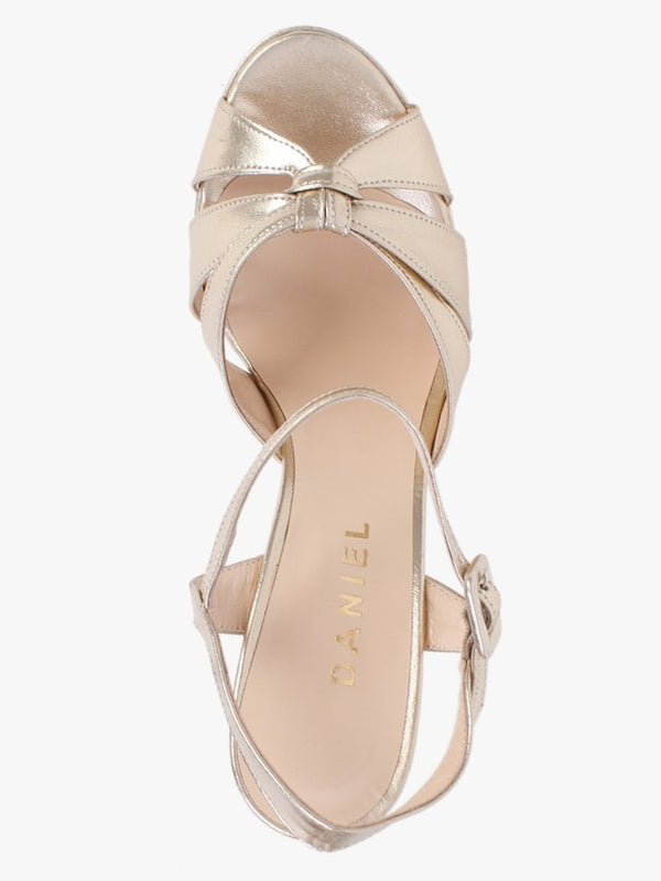 Alaska Gold Leather Platform Heeled Sandals